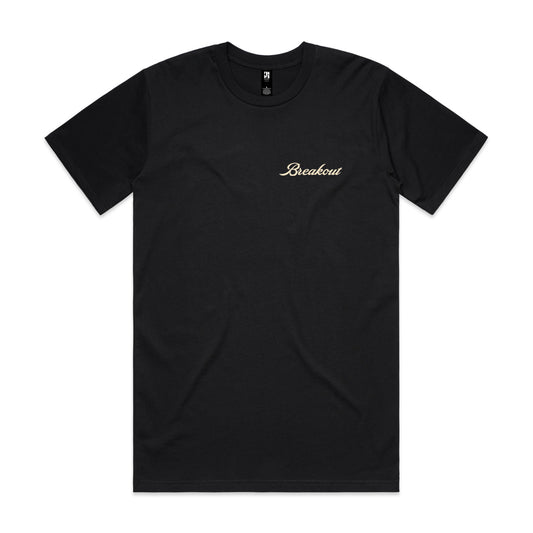 EMBROIDERED & PRINT TEE - BLACK